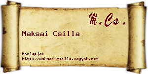 Maksai Csilla névjegykártya